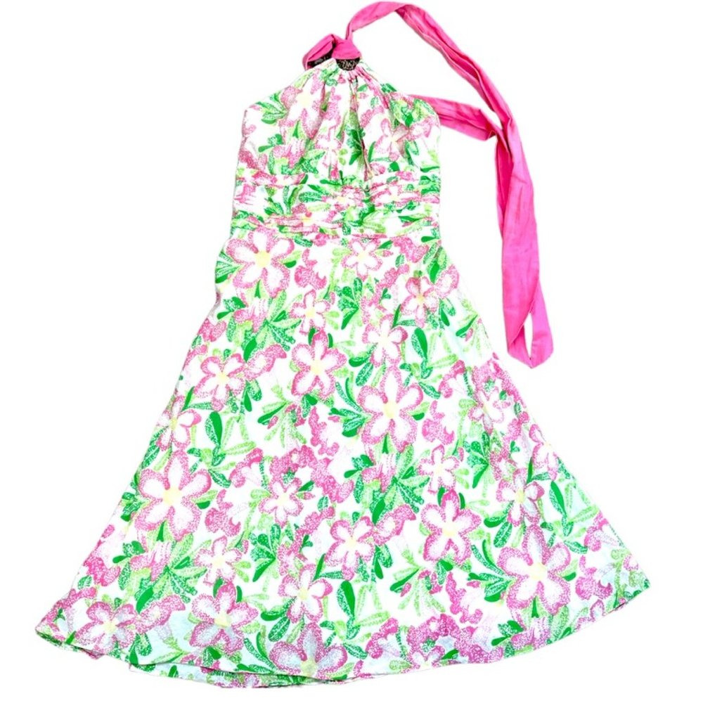 Lilly Pulitzer Laurel Floral Tie Neck Halter Dress Size 4 - Picture 4 of 4